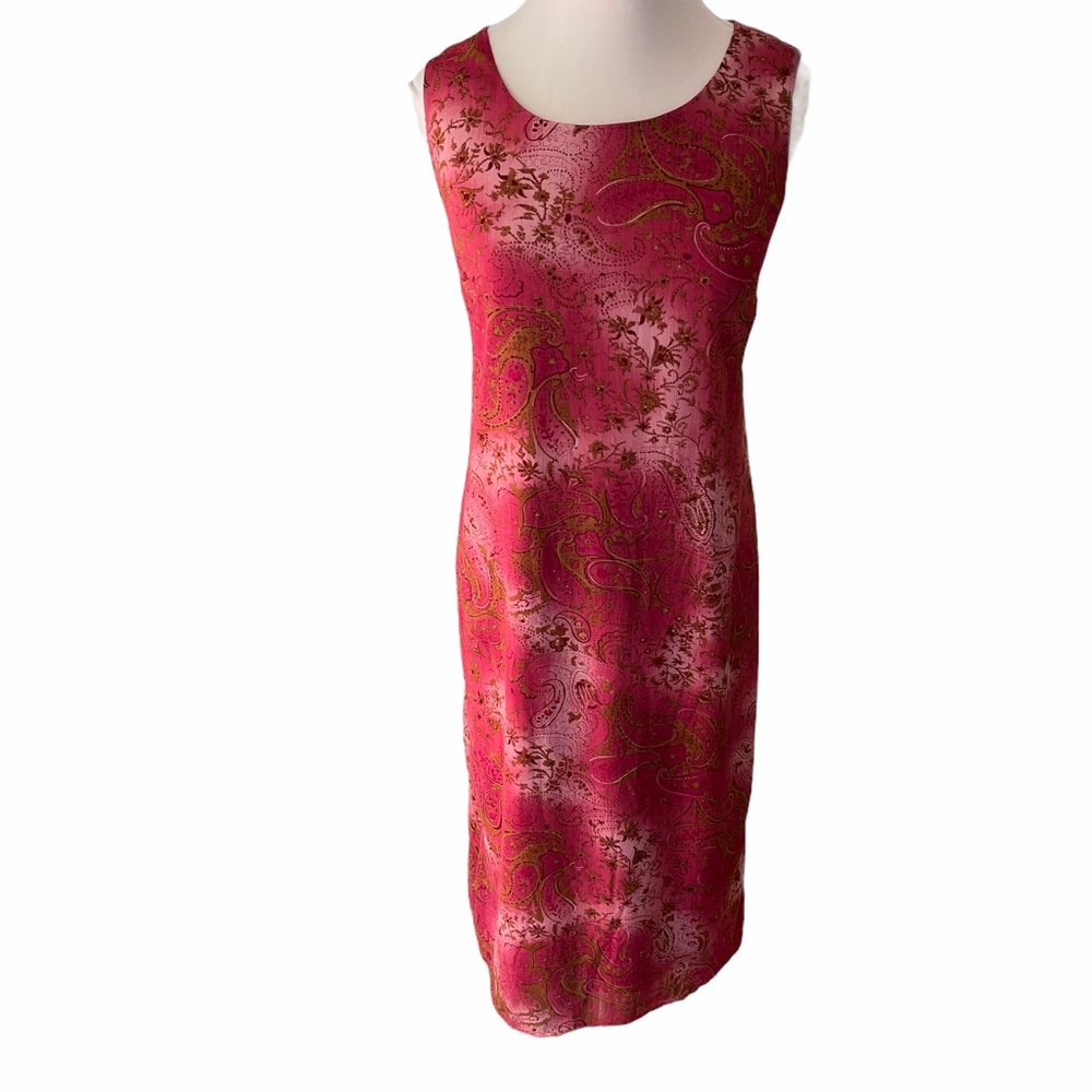 Vintage 90s Kari New York Chiffon Ombré Pink Paisley Print Slip Dress Size 12